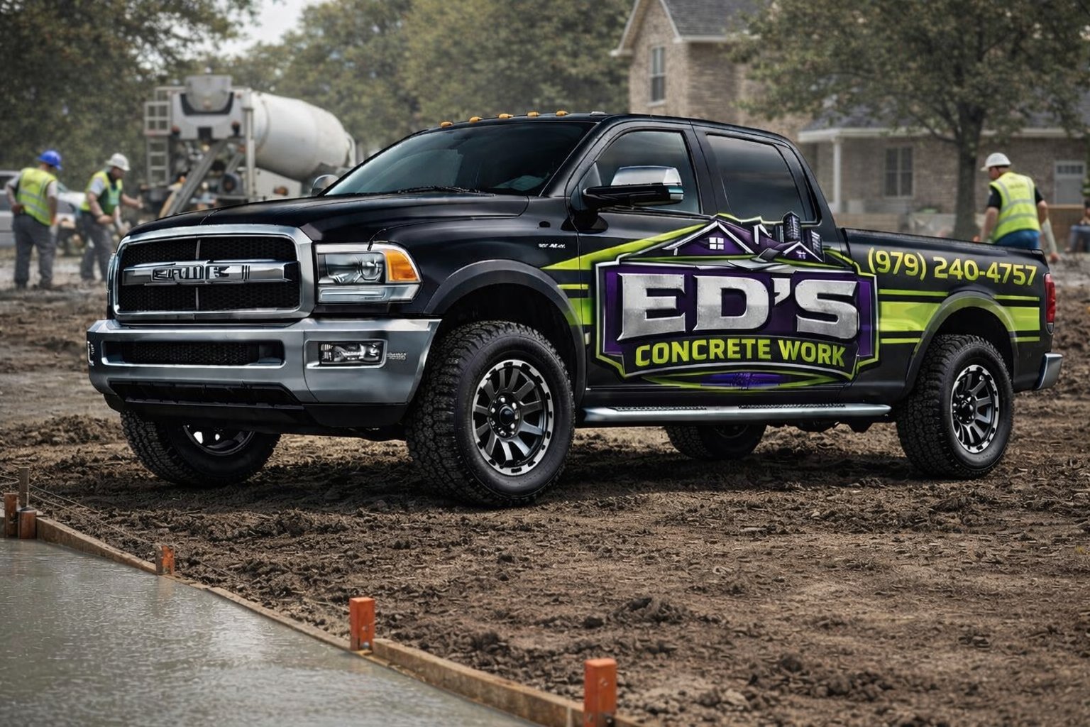 Ed's Concrete Work Truck Front